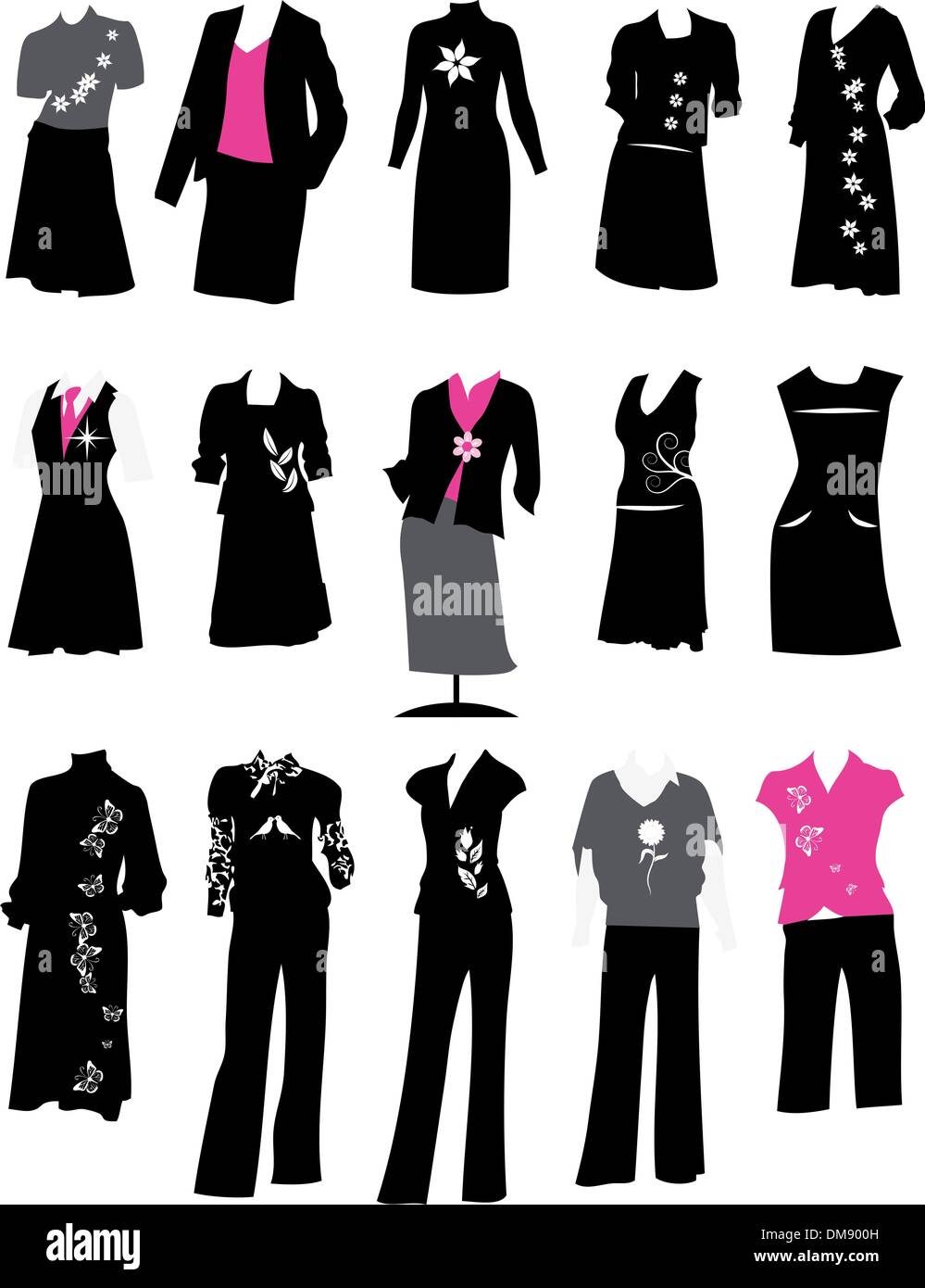 Collection de costumes de femmes d'affaires, style bureau, code vestimentaire Illustration de Vecteur