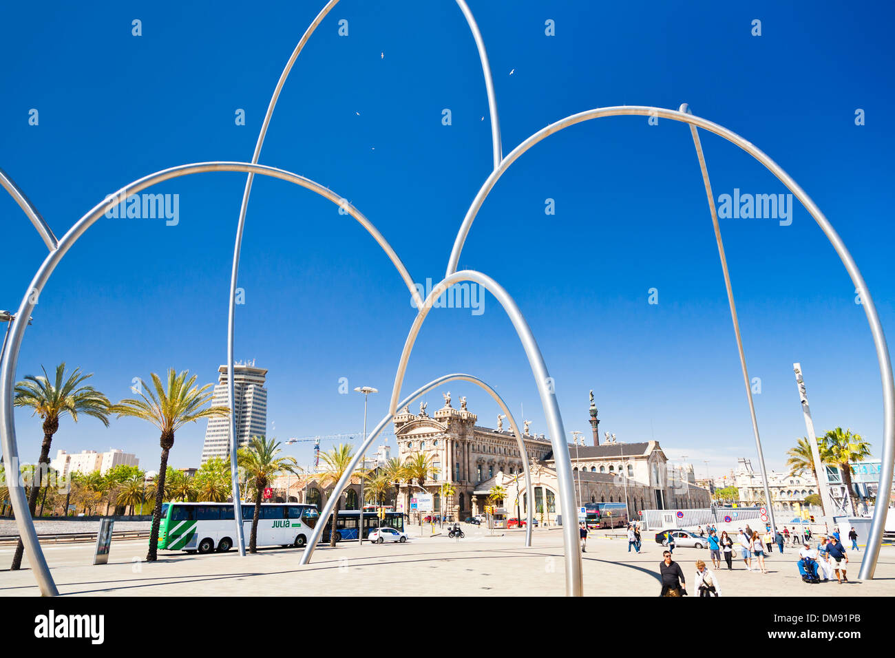 Avis sur musée maritime à partir de la Plaça de les Drassanes, Barcelone Banque D'Images