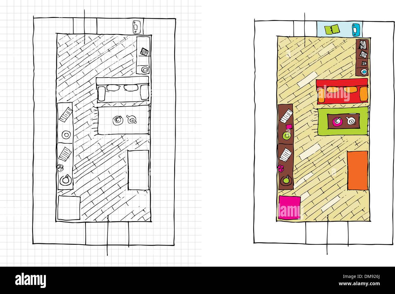 Appartements de design d'intérieur - vue d'en haut. Illustration de Vecteur