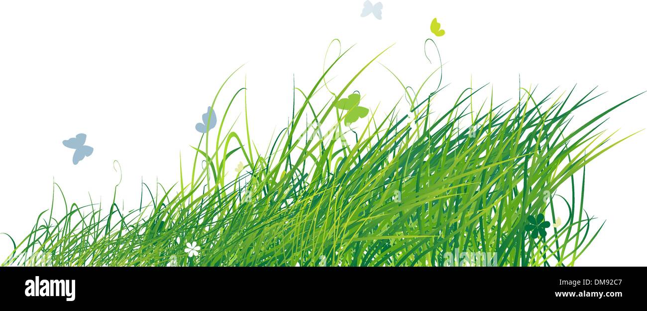 Champ vert avec les papillons, l'arrière-plan d'été Illustration de Vecteur