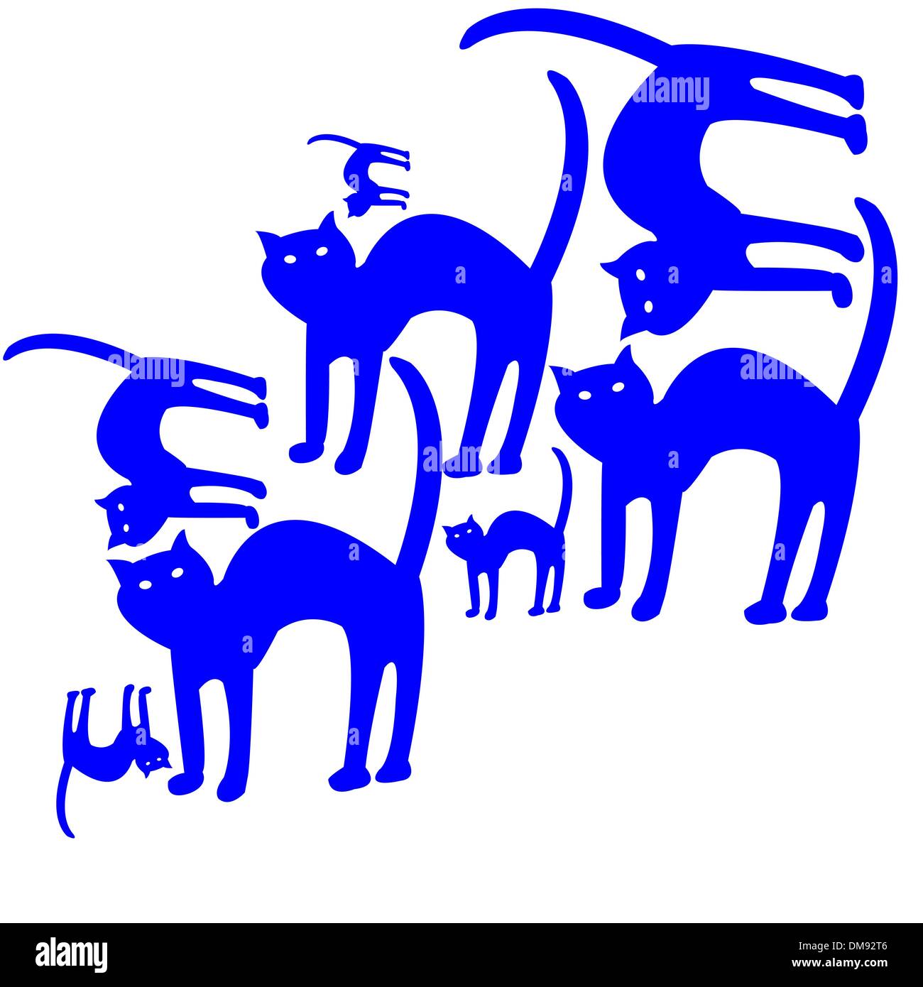 Les chats bleus motif isolé sur fond blanc Illustration de Vecteur