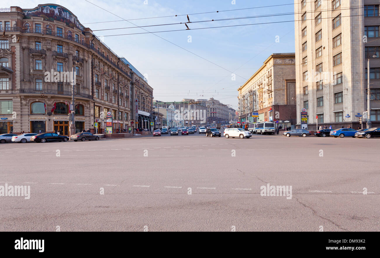 La rue Tverskaya de Manege square à Moscou Banque D'Images