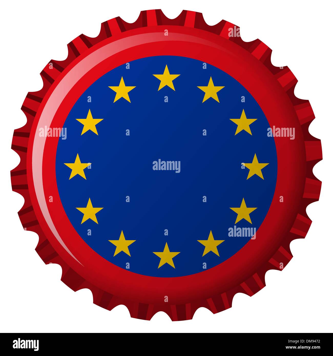 Drapeau de l'Union européenne sur le bouchon de la bouteille Illustration de Vecteur
