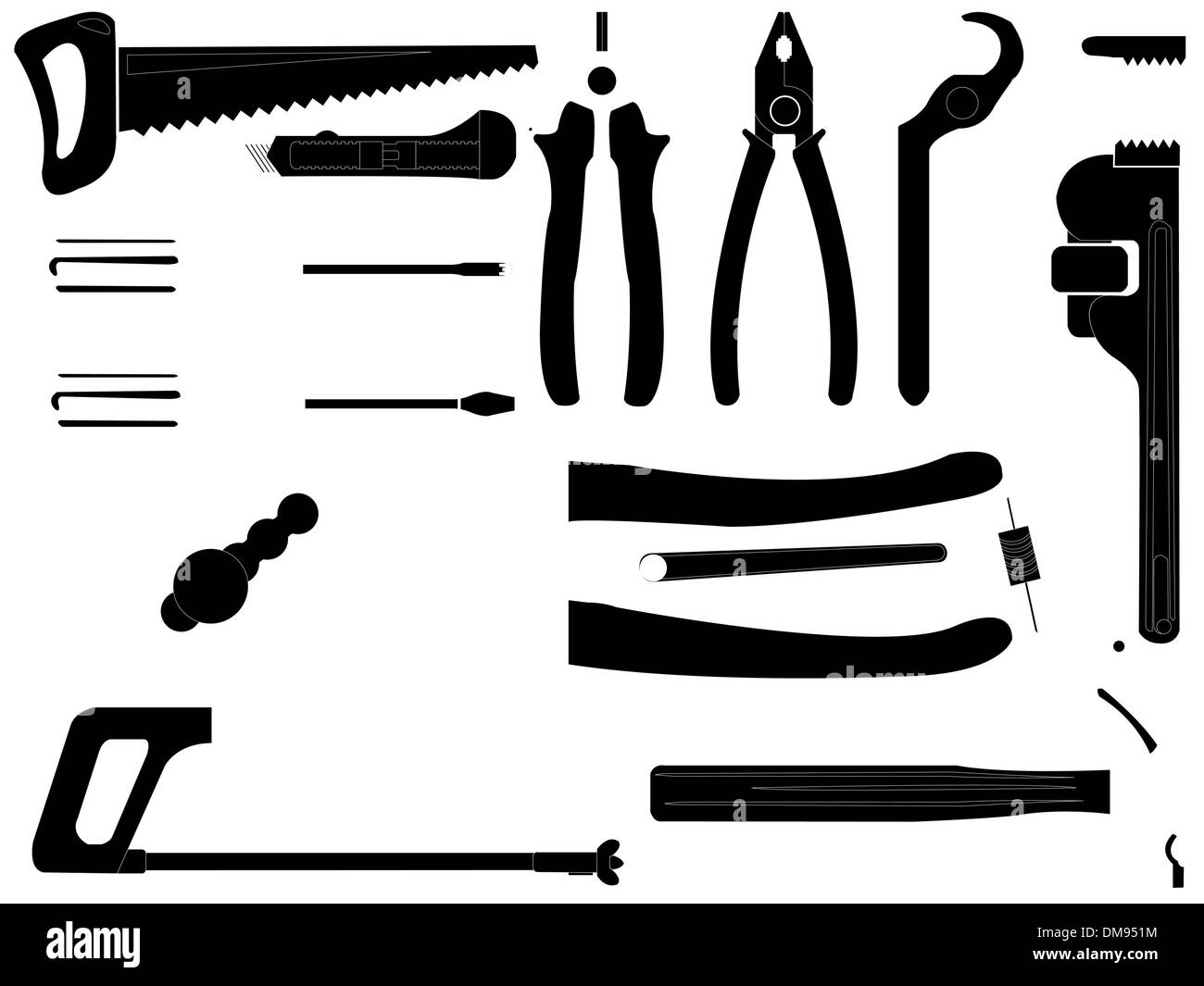 Silhouettes d'outils à main over white Illustration de Vecteur