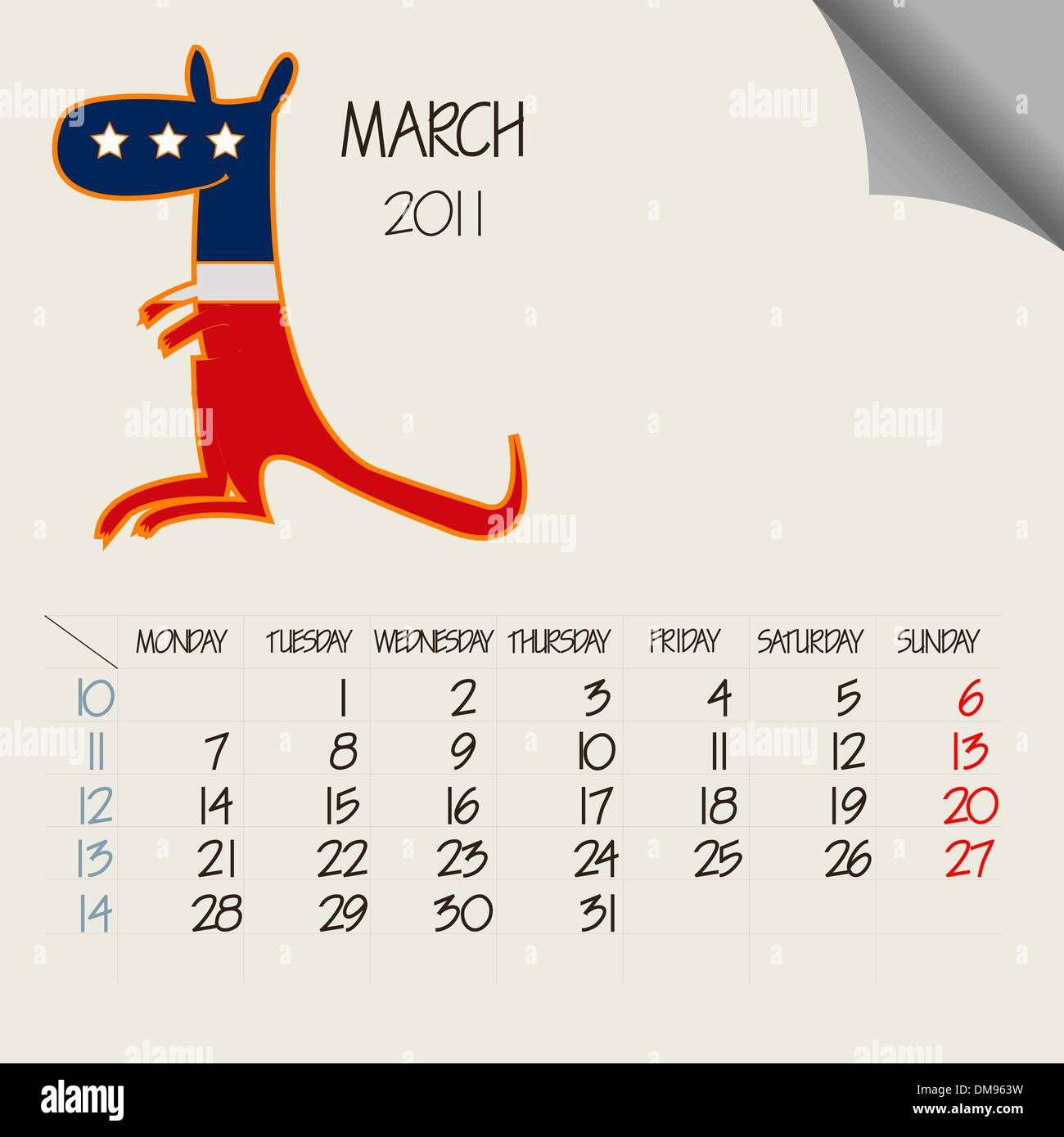 Mars 2011 animaux Illustration de Vecteur