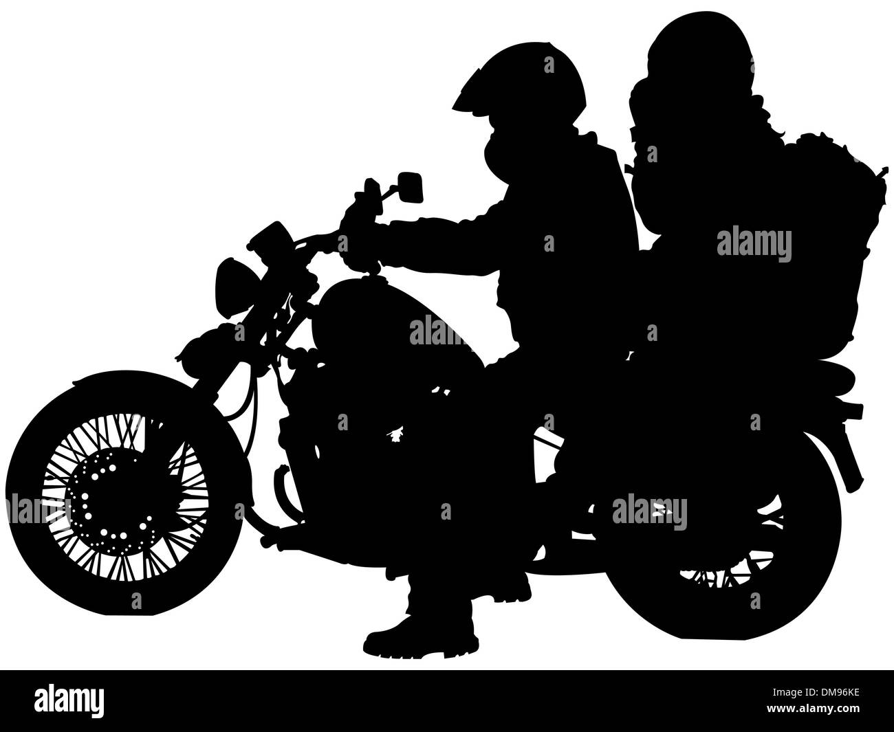 Silhouettes et les bikers moto Illustration de Vecteur