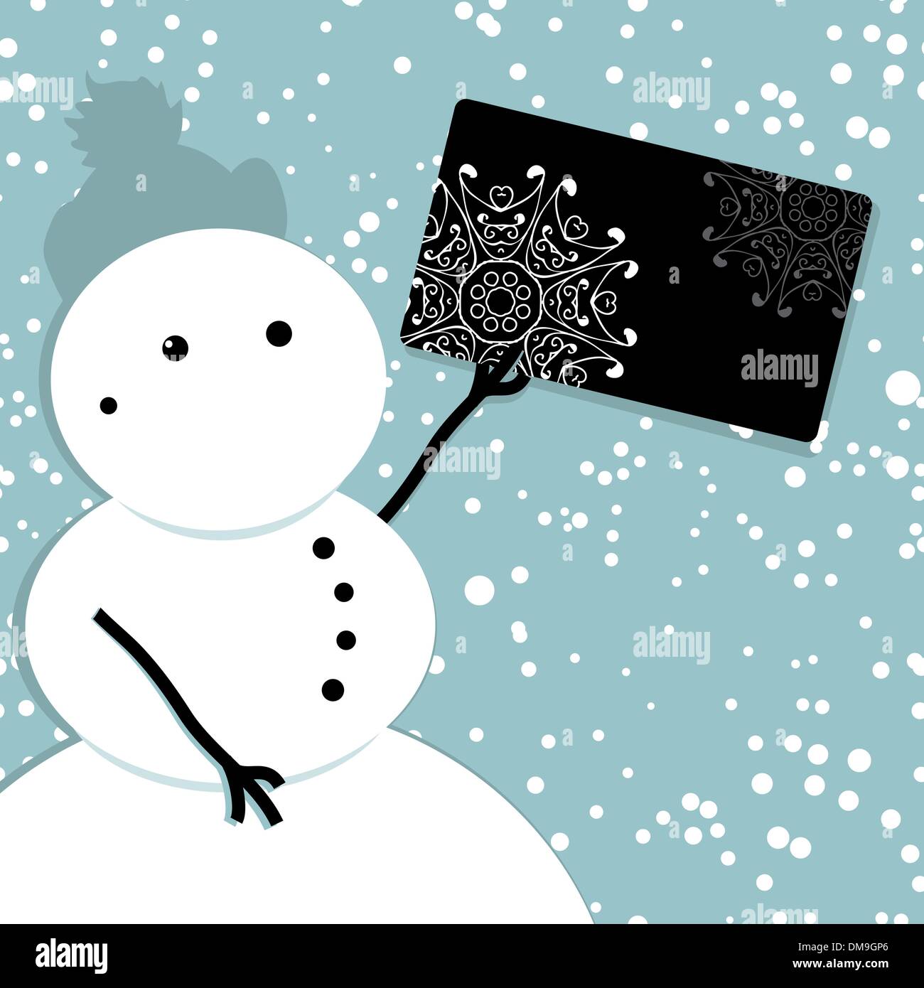 Happy snowman avec carte de crédit, les achats de Noël Illustration de Vecteur