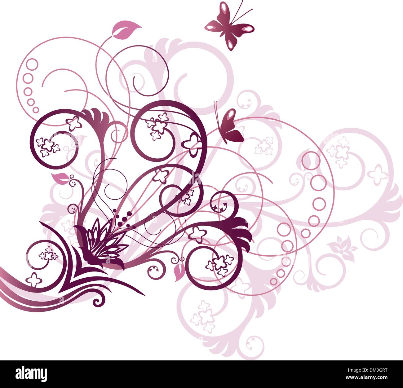 Violet et rose élément de design floral corner Illustration de Vecteur