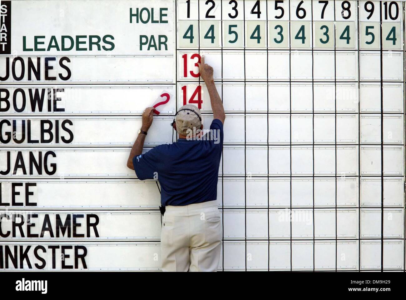 Nov 16, 2005 ; West Palm Beach, FL, USA ; Le Championnat ADT au Trump International Golf Course se déroule du 15 au 20 novembre. Le Pro-Am a eu lieu le mercredi. Ici, le tableau de bord à l'orifice 9 est mise à jour. Crédit obligatoire : photo par Bruce R. Bennett/Palm Beach Post /ZUMA Press. (©) Copyright 2005 par Palm Beach Post Banque D'Images