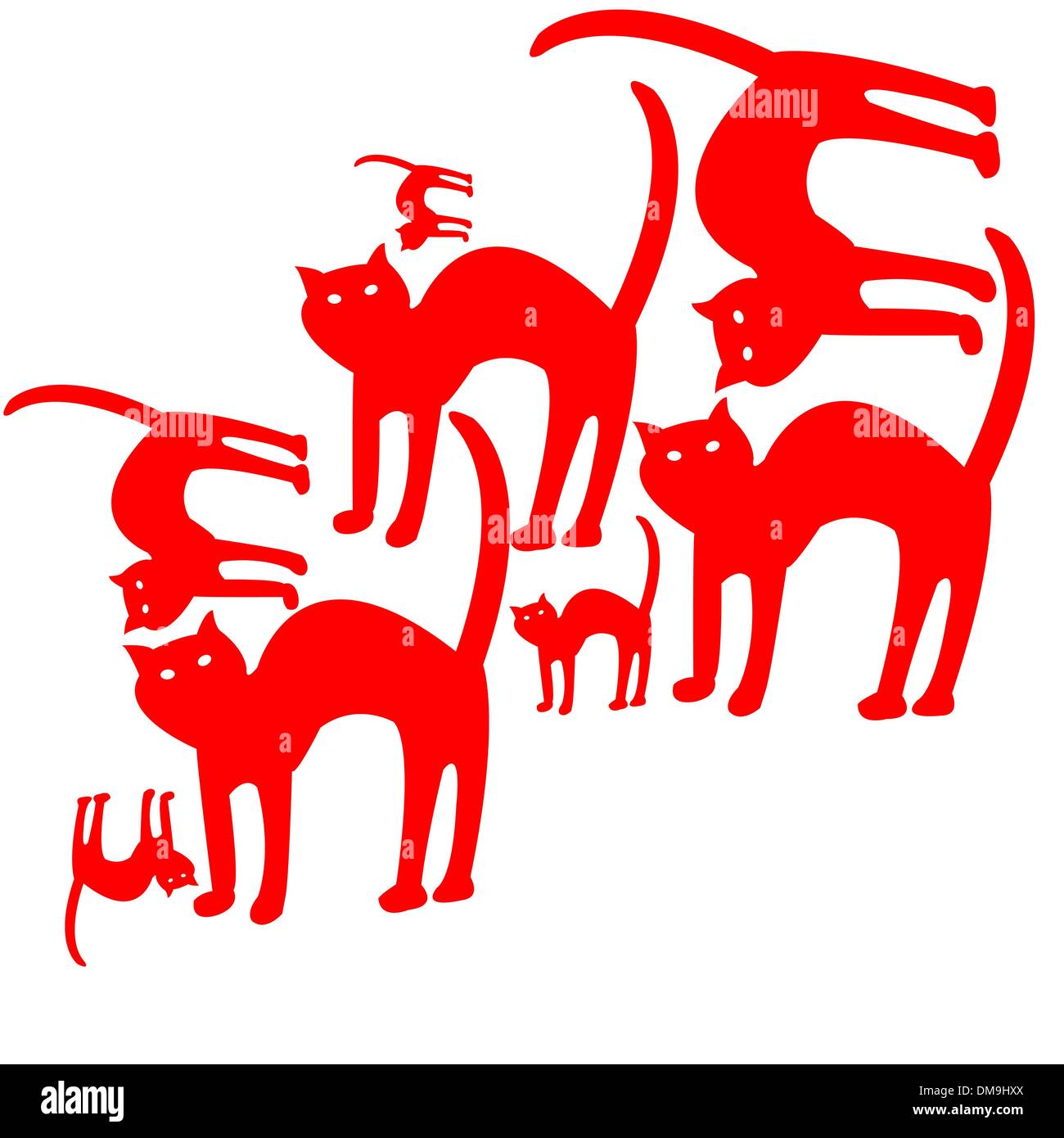 Motif chats rouge isolé sur fond blanc Illustration de Vecteur