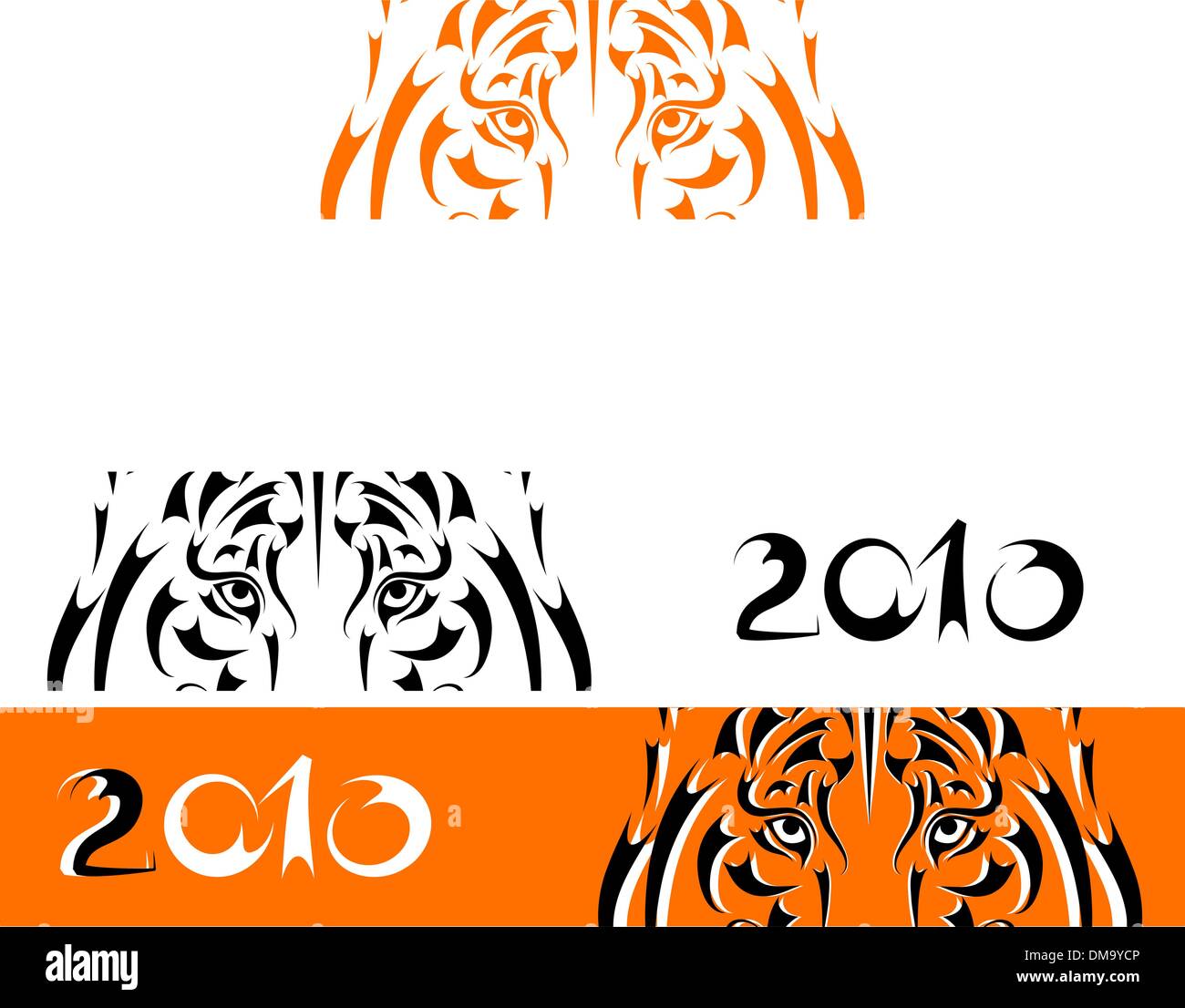 Bannières tigre, symbole de la nouvelle année 2010 Illustration de Vecteur