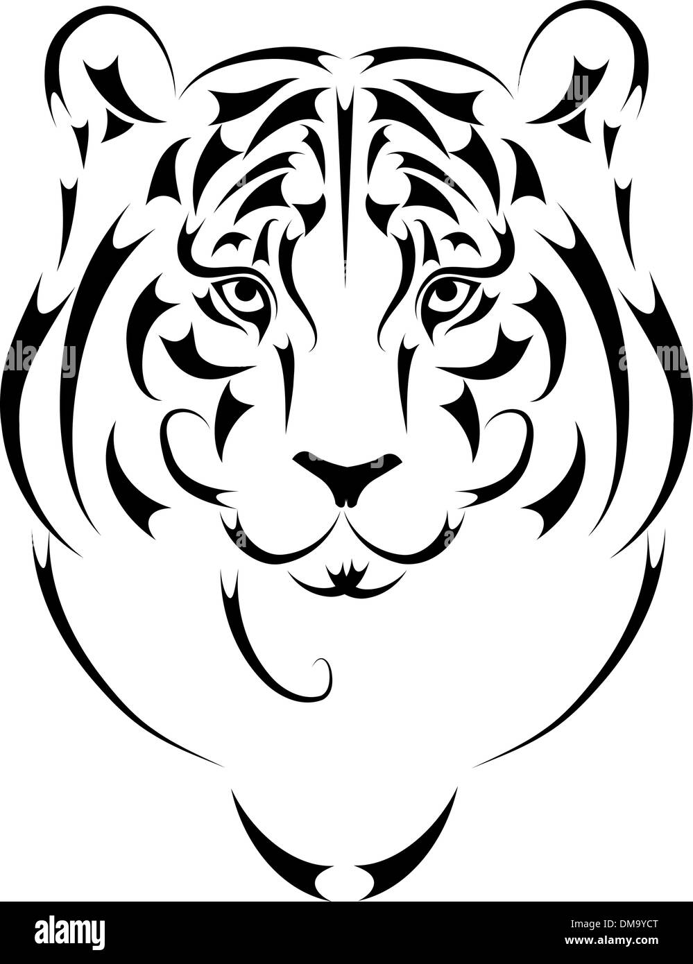 Silhouette stylisée du tigre, symbole de l'année 2010 Illustration de Vecteur