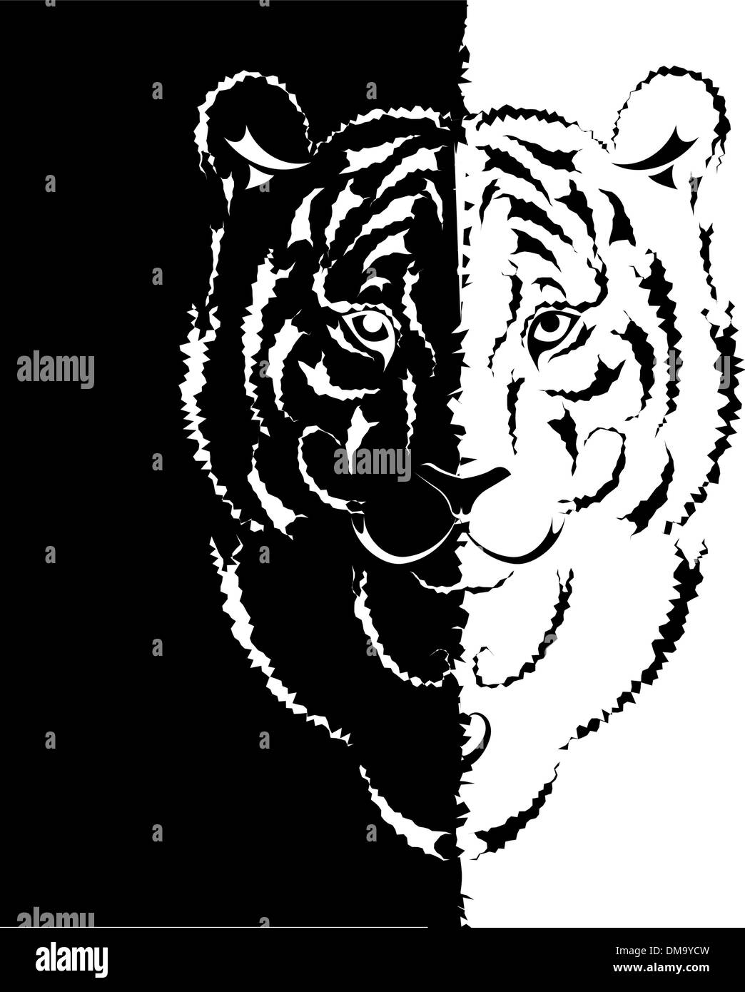 Silhouette stylisée du tigre, symbole de l'année 2010 Illustration de Vecteur