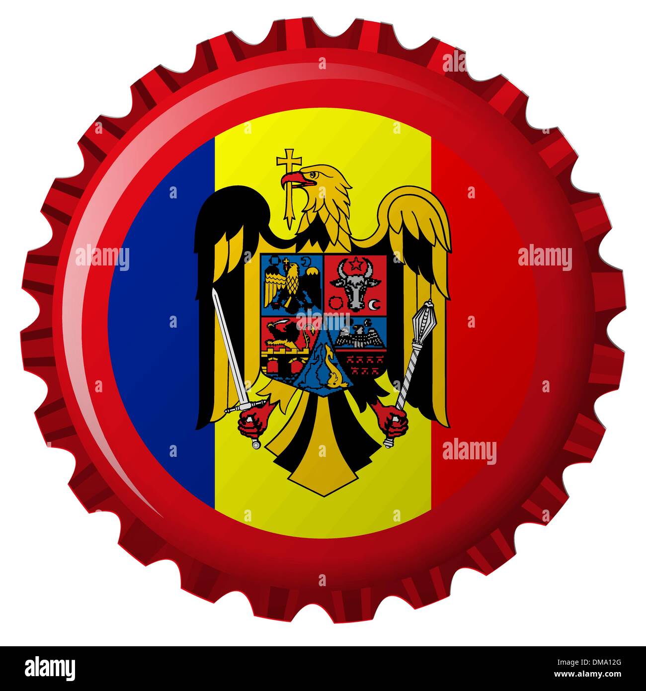 Roumanie résumé drapeau sur la capsule de bouteille Illustration de Vecteur