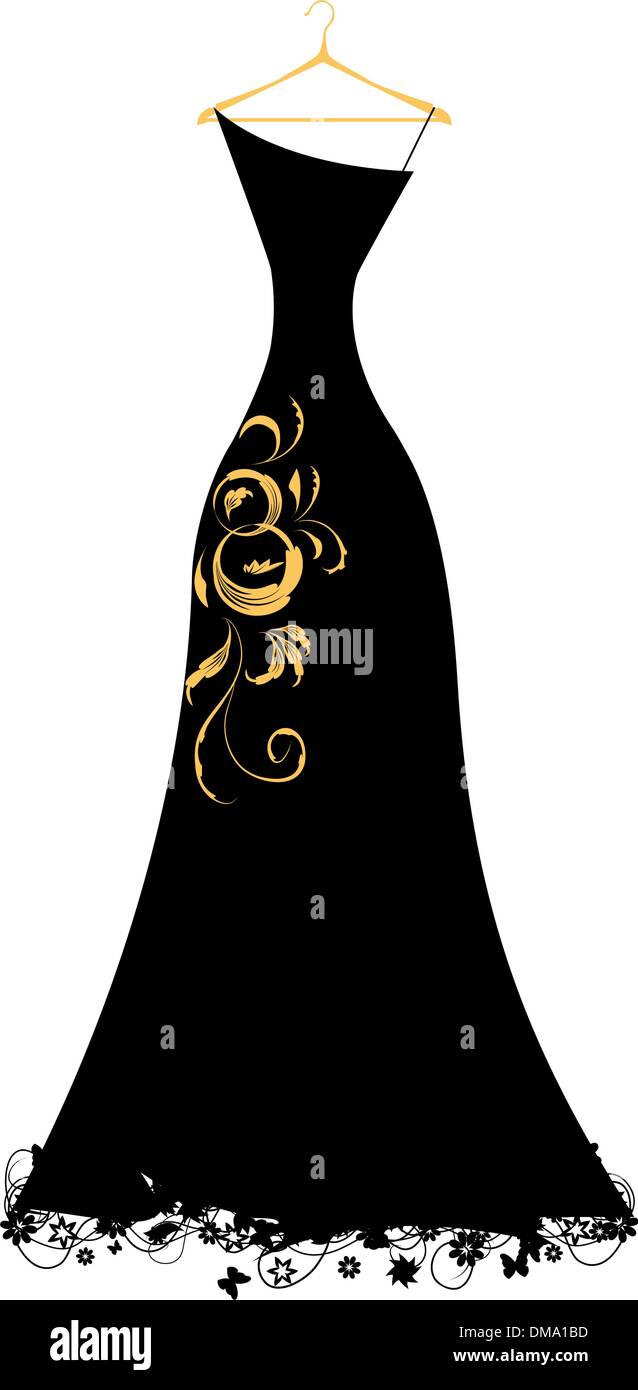Robe de soirée noir sur des cintres Illustration de Vecteur