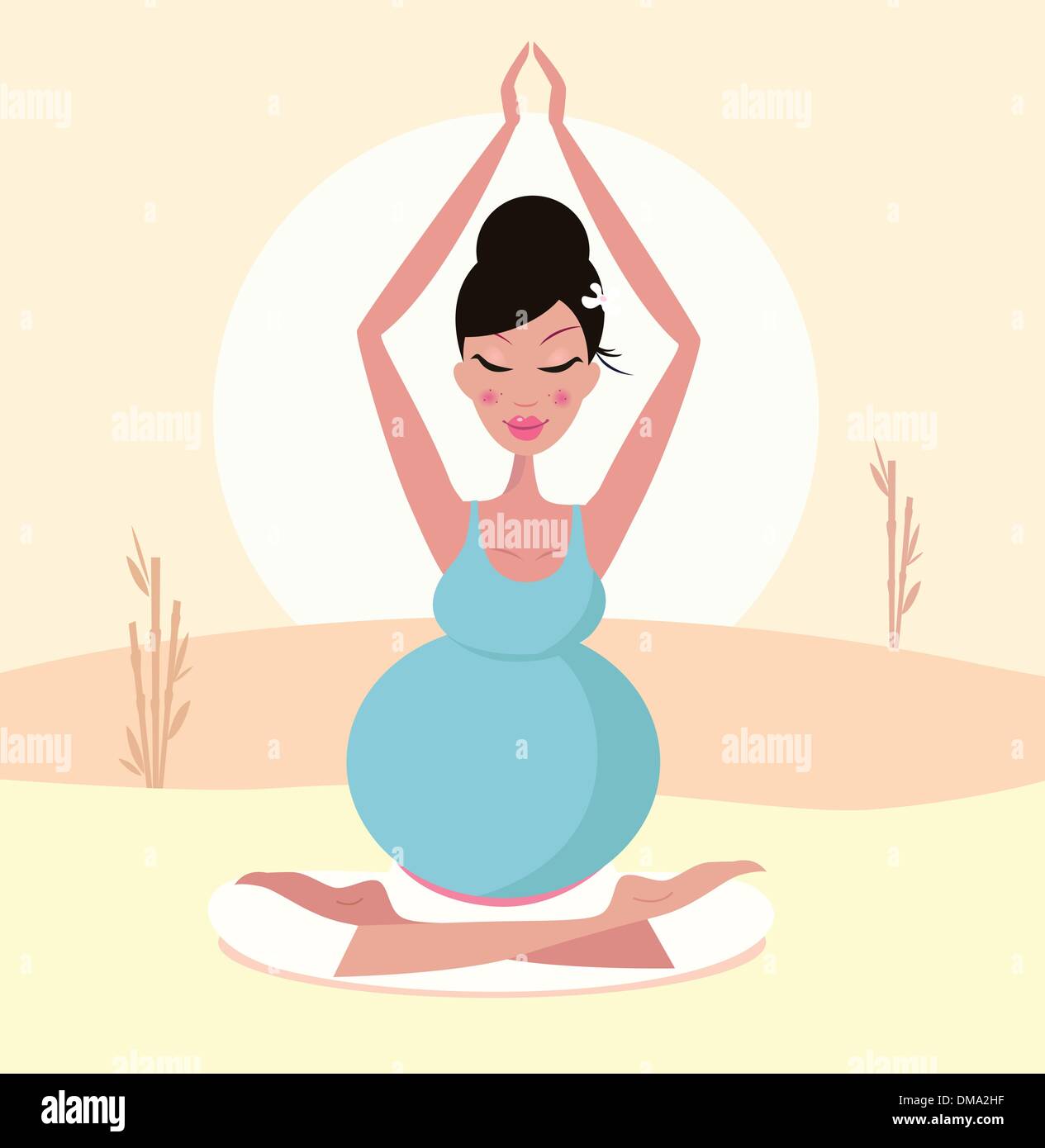 Belle maman enceinte pratiquer yoga pose Illustration de Vecteur