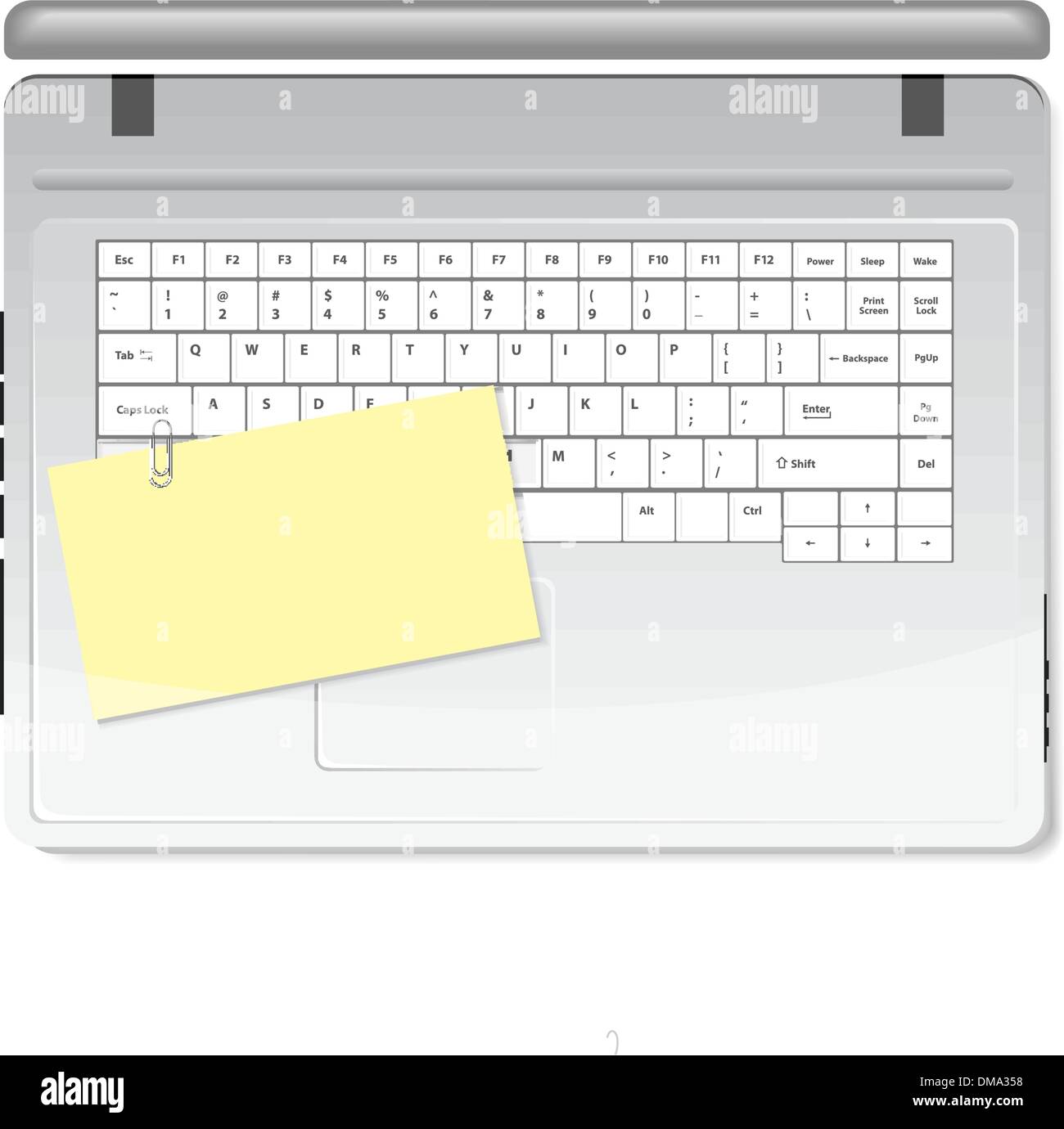 Memo clip papier jaune et blanc sur le clavier Illustration de Vecteur