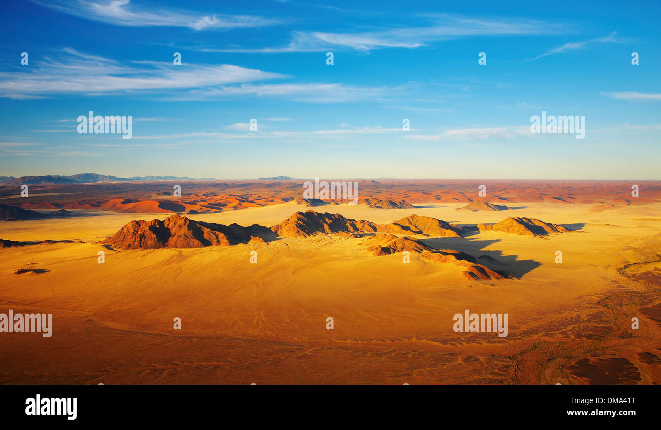 Désert du Namib, les dunes de Sossusvlei, vue aérienne Banque D'Images