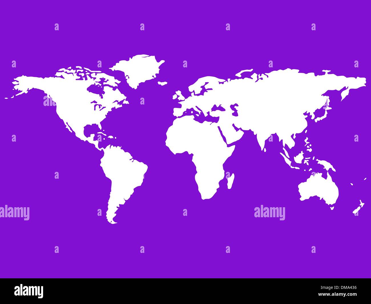 Carte du monde blanc isolé sur purple Illustration de Vecteur