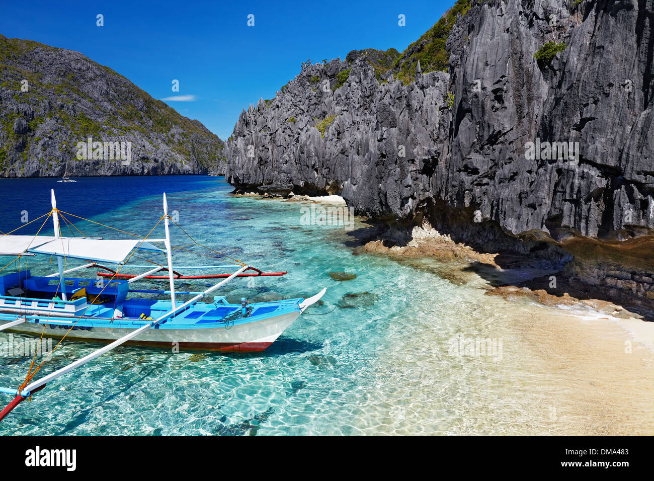 Tropical Beach, South China Voir, El-Nido, Philippines Banque D'Images