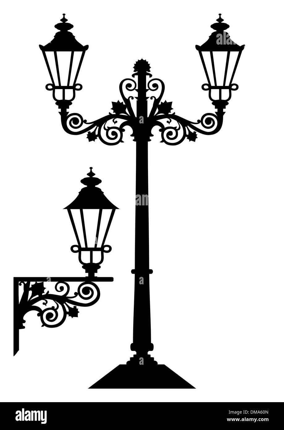 Jeu de silhouettes des lanternes ou des lampes de rue Image Vectorielle  Stock - Alamy