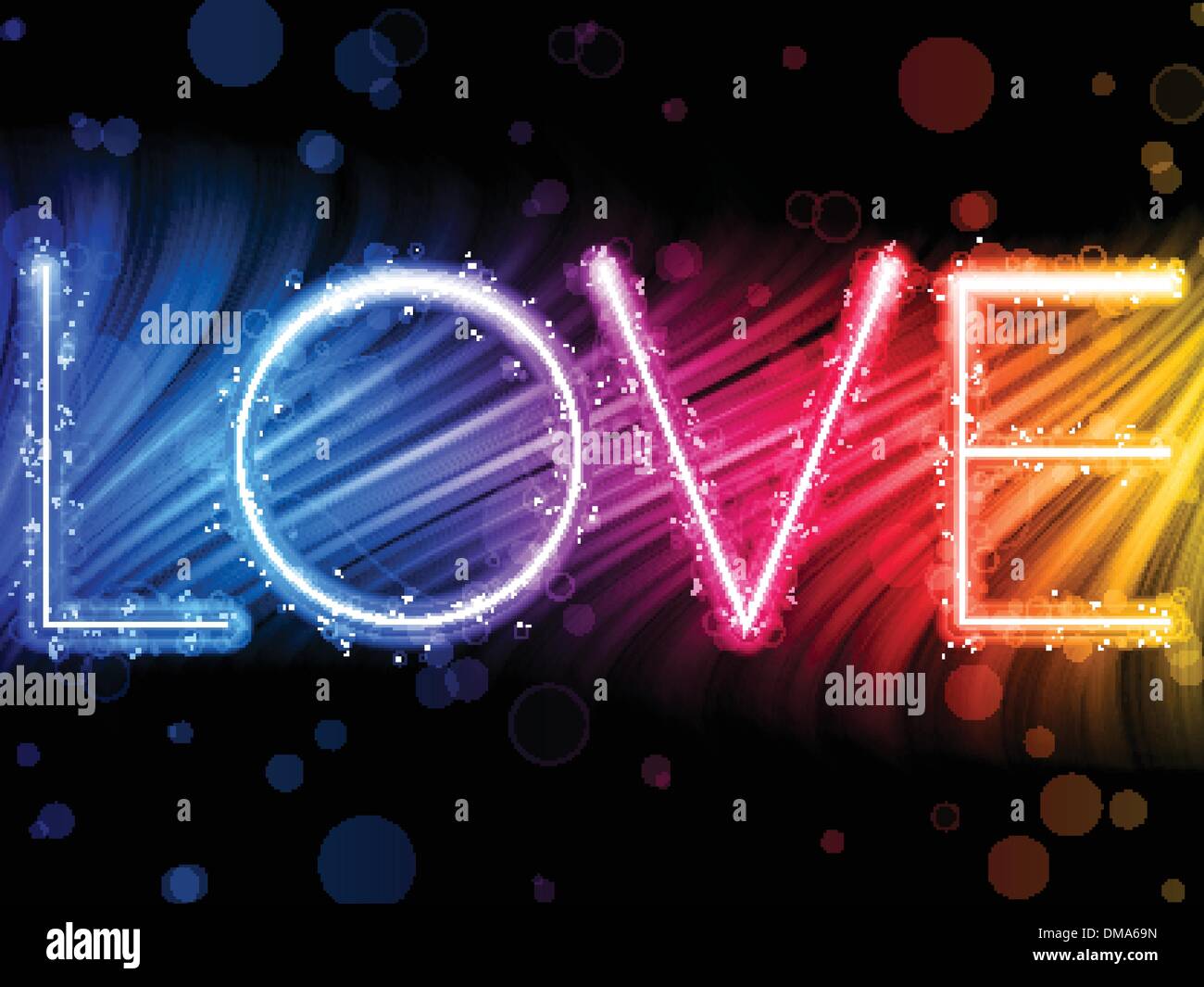 Amour saint valentin Mots vagues colorées Rainbow Backgrou Illustration de Vecteur