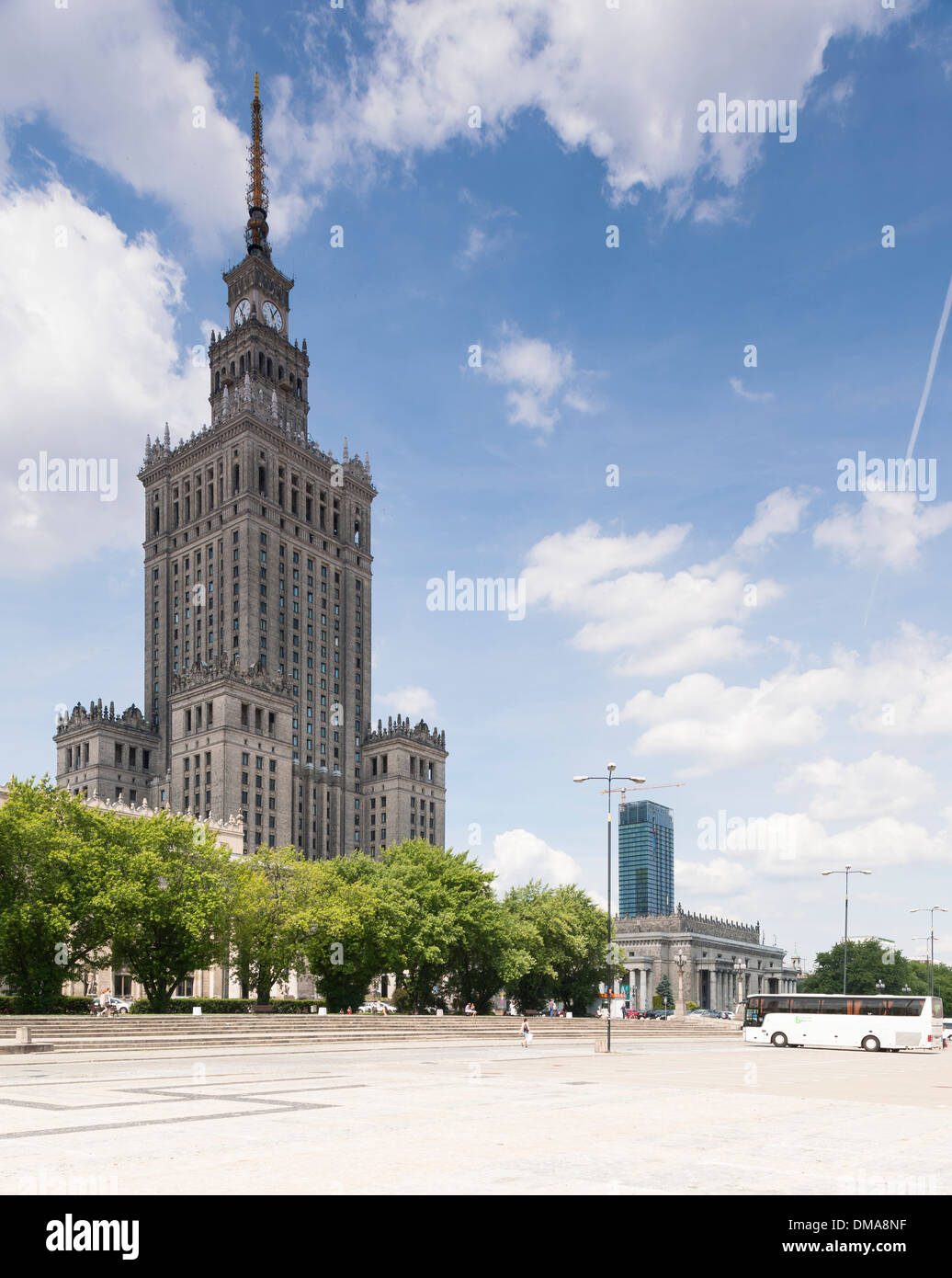 La ville de Varsovie, Varsovie, Pologne. Architecte : Divers, 2013. Matin vue du Palais de la Culture stalinienne comme vu à partir de la Parade Banque D'Images