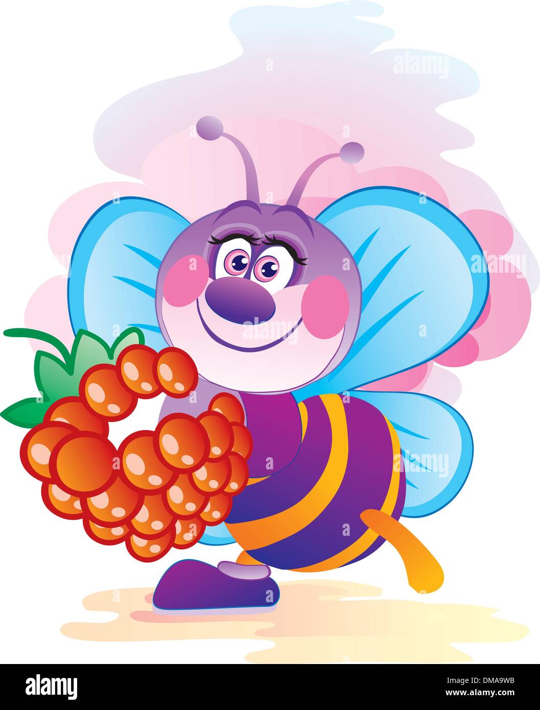 Avec une abeille berry Illustration de Vecteur