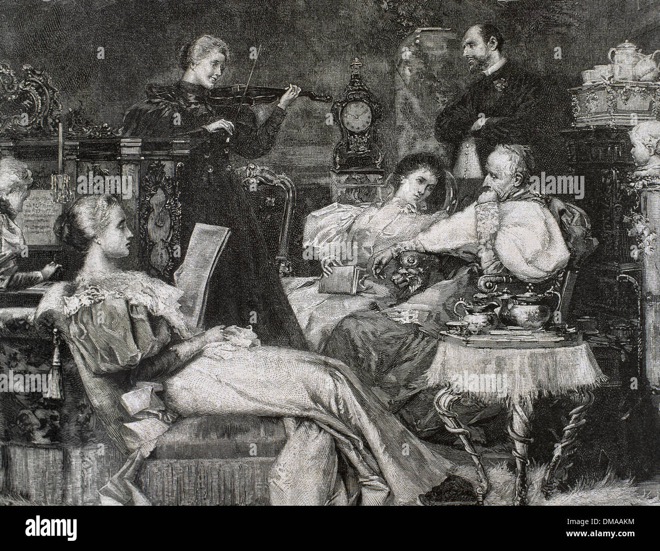 Les concerts de musique. De l'hôtel de classe supérieure du logement. 1887. Gravée par R. Bong. Banque D'Images