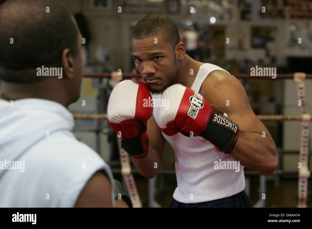 Nov 17, 2009 - La région de Darby, Pennsylvania, United States - Philadelphie De Poids Moyen Junior fighter Julian Williams à l'entraînement. Williams se battra dans l'undercard de la lutte entre Bernard "Le bourreau' Hopkins et Enrique Ornelas à Philadelphie le 2 décembre 2009. (Crédit Image : © Jay Gorodetzer/ZUMA Press) Banque D'Images