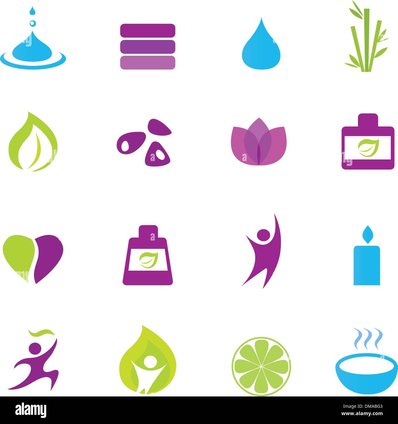L Eau Bien Etre Nature Et Zen Icons Rose Vert Bleu Image Vectorielle Stock Alamy