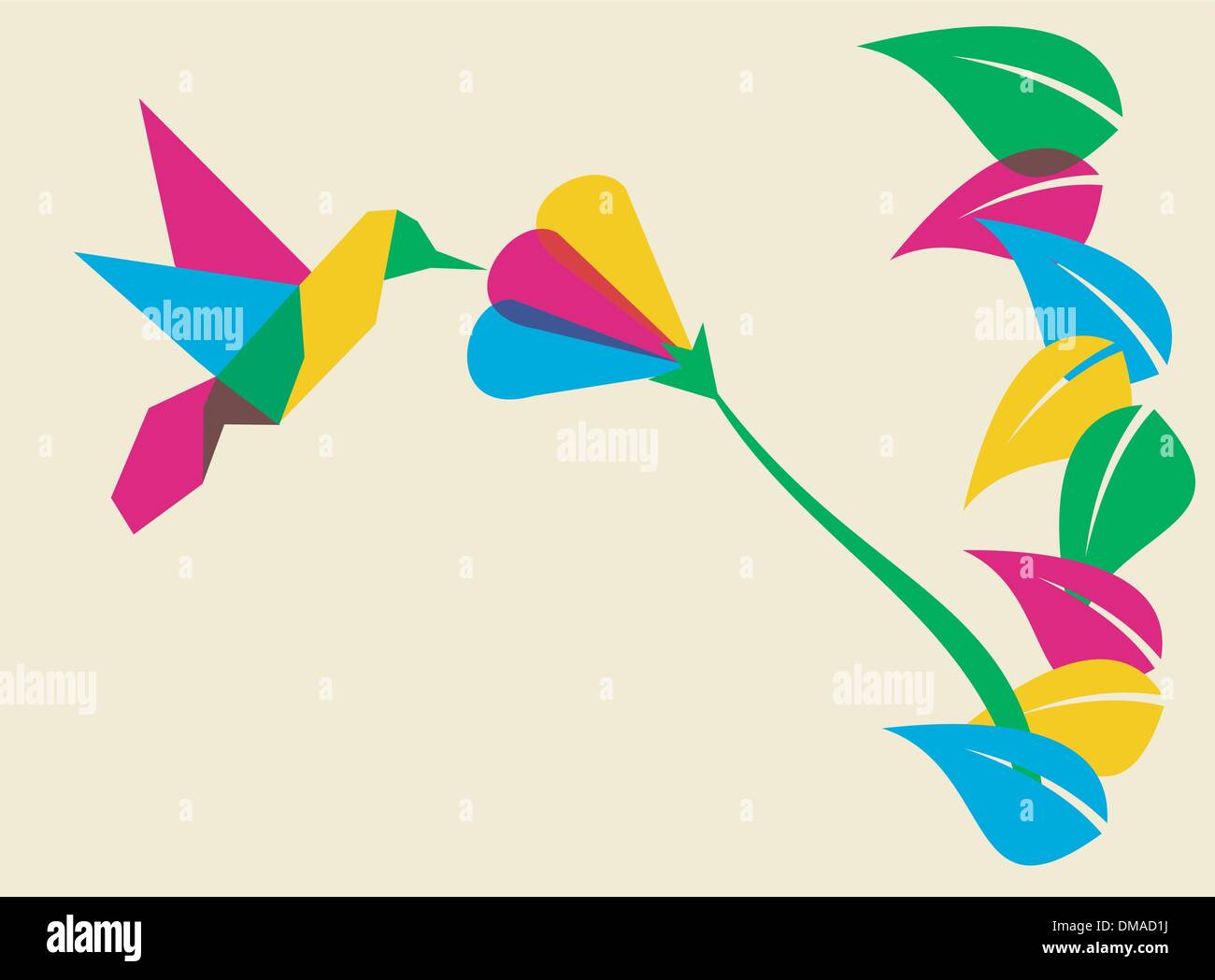 Printemps Humming Bird and flower Illustration de Vecteur