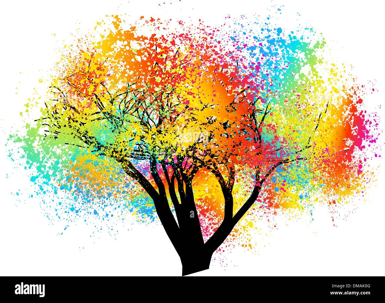 Nuit arbre coloré. EPS 8 Illustration de Vecteur