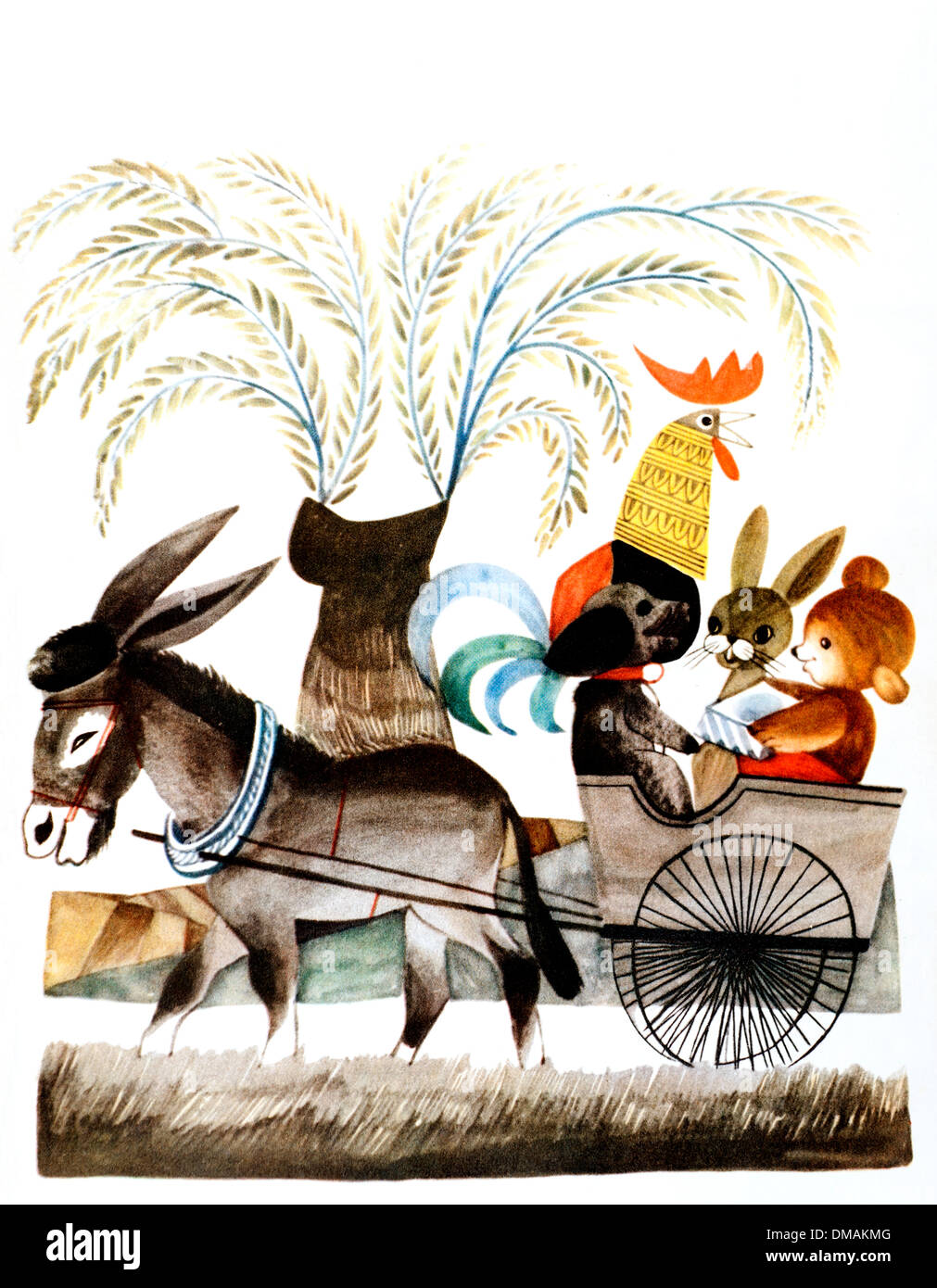 Vintage Old Hungarian Children's Book Illustration Document d'archives historiques Banque D'Images