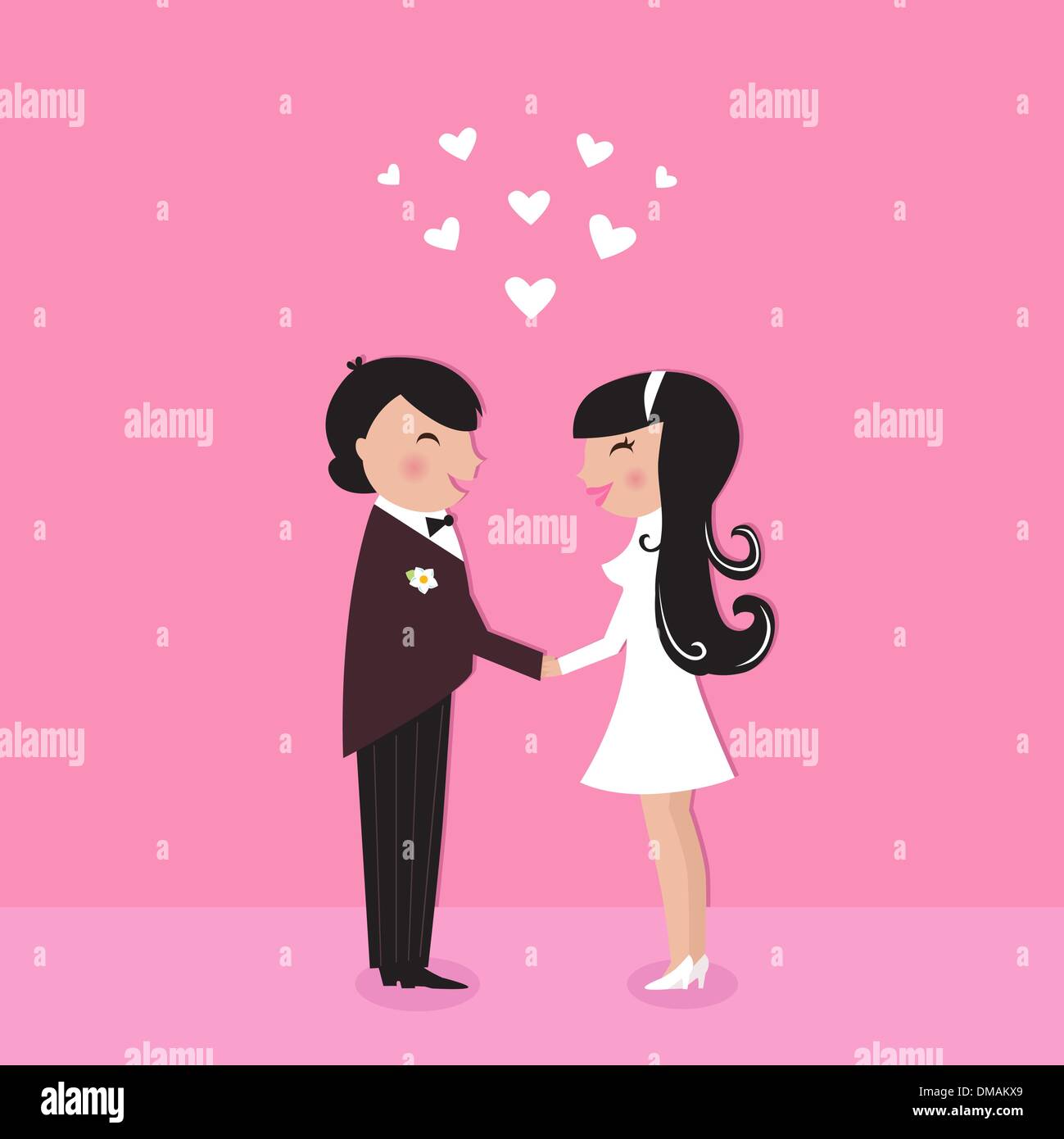 Cute bride avec le marié, cérémonie de mariage Illustration de Vecteur