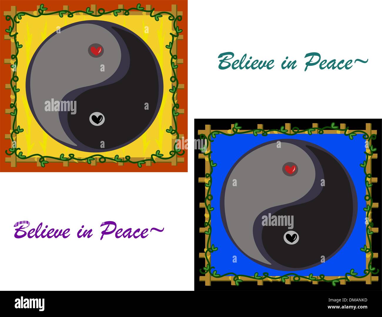 Croient en la paix Symboles Yin Yang Illustration de Vecteur