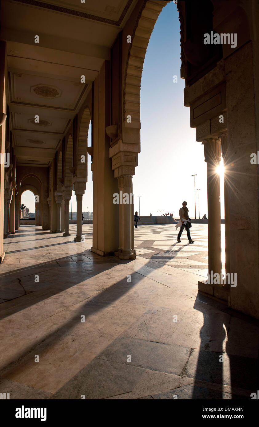 L'extérieur de la Mosquée Hassan II, Casablanca, Maroc, Afrique Banque D'Images