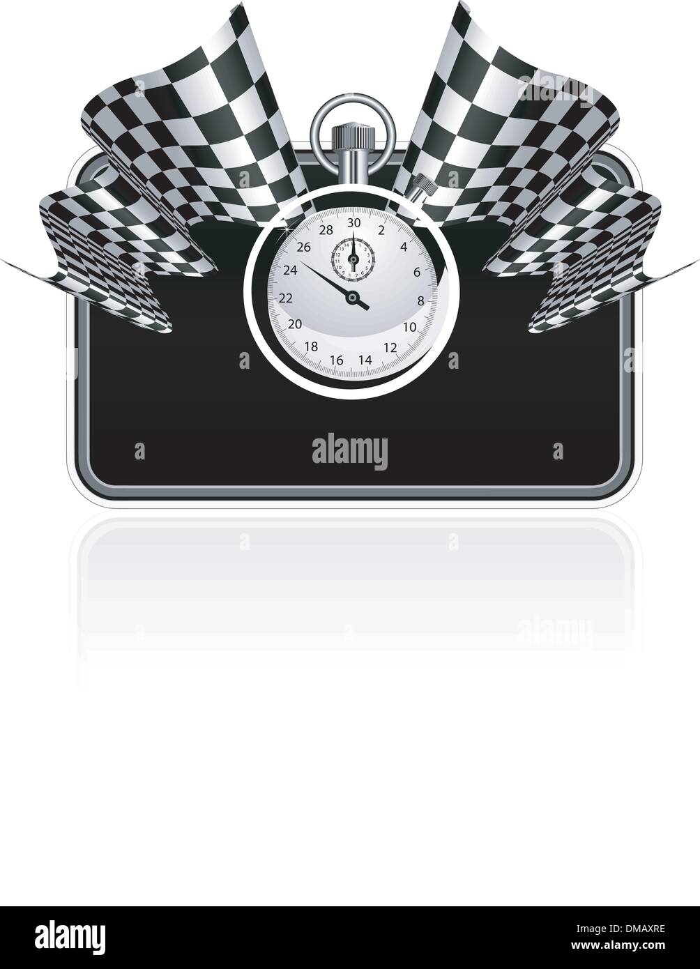 Drapeau à damier avec un chronomètre background Illustration de Vecteur