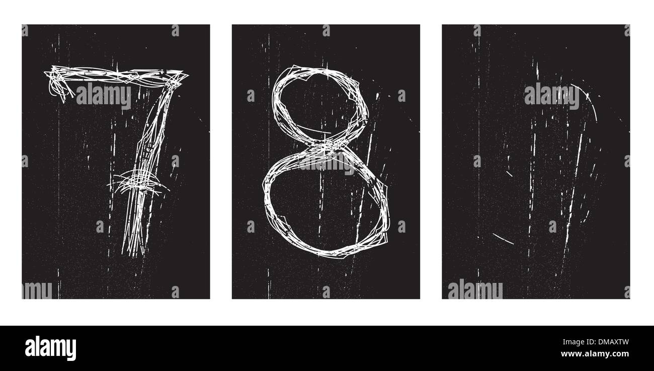 Chiffres est scratchs. Illustration de Vecteur