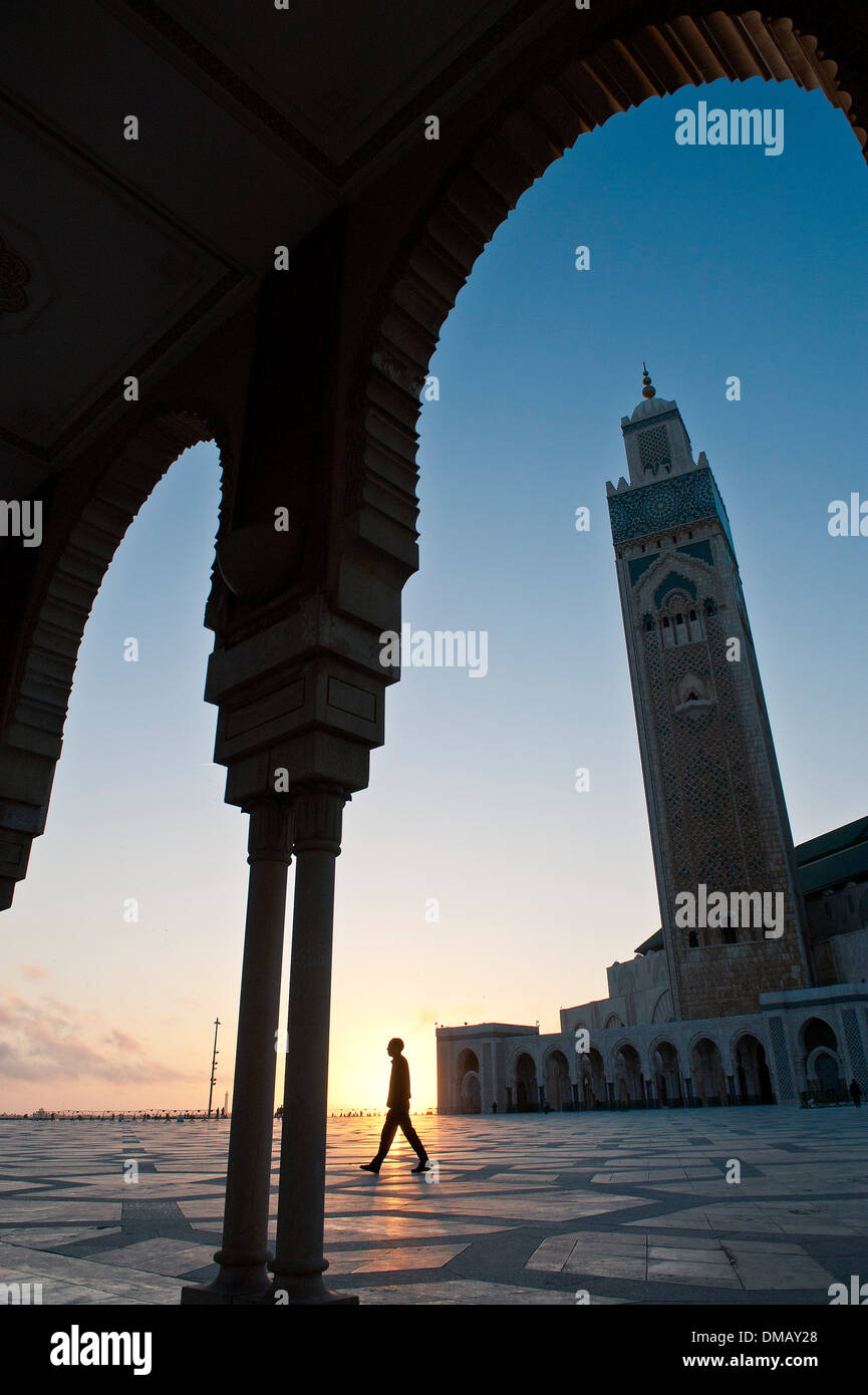 L'extérieur de la Mosquée Hassan II, Casablanca, Maroc, Afrique Banque D'Images