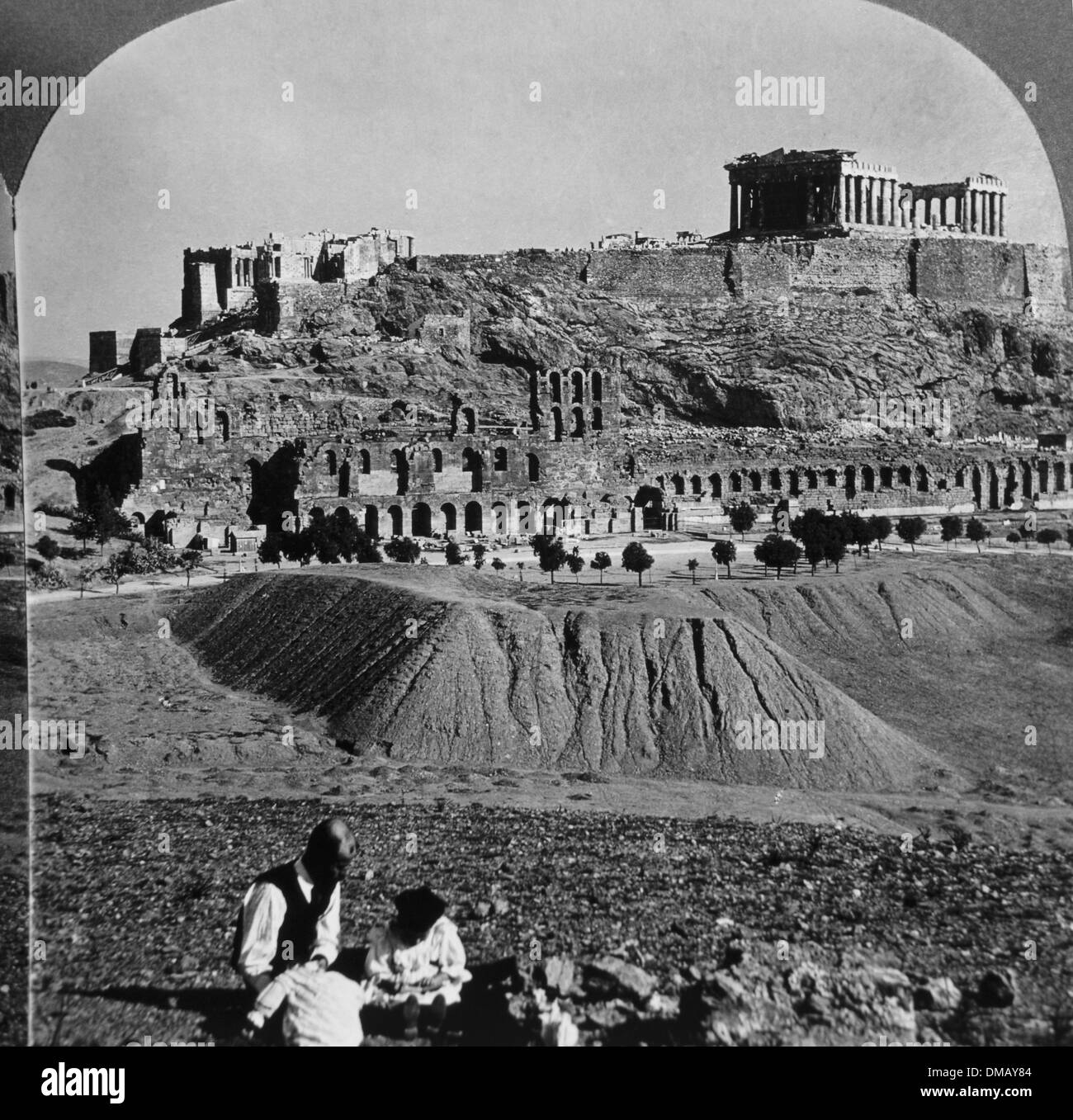 Avec l'Acropole, Parthénon Athènes, Grèce, circa 1900 Banque D'Images