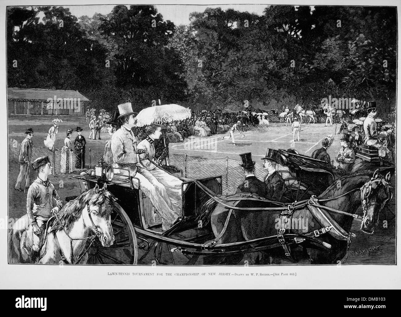Lawn-Tennis Tournoi pour le championnat du New Jersey, Illustration, Harper's Weekly, 1890 Banque D'Images