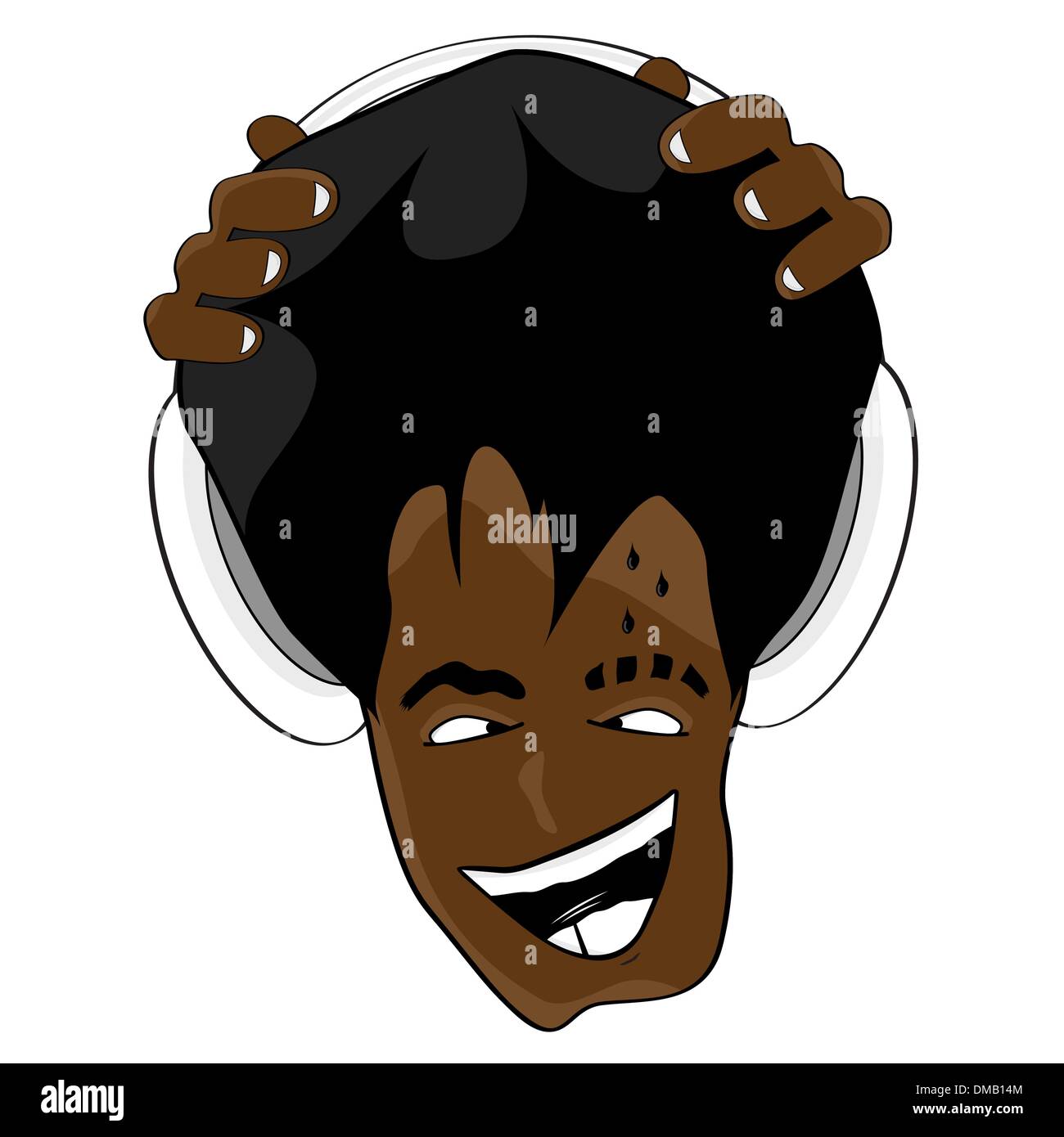 Coiffure Afro cartoon music face Illustration de Vecteur