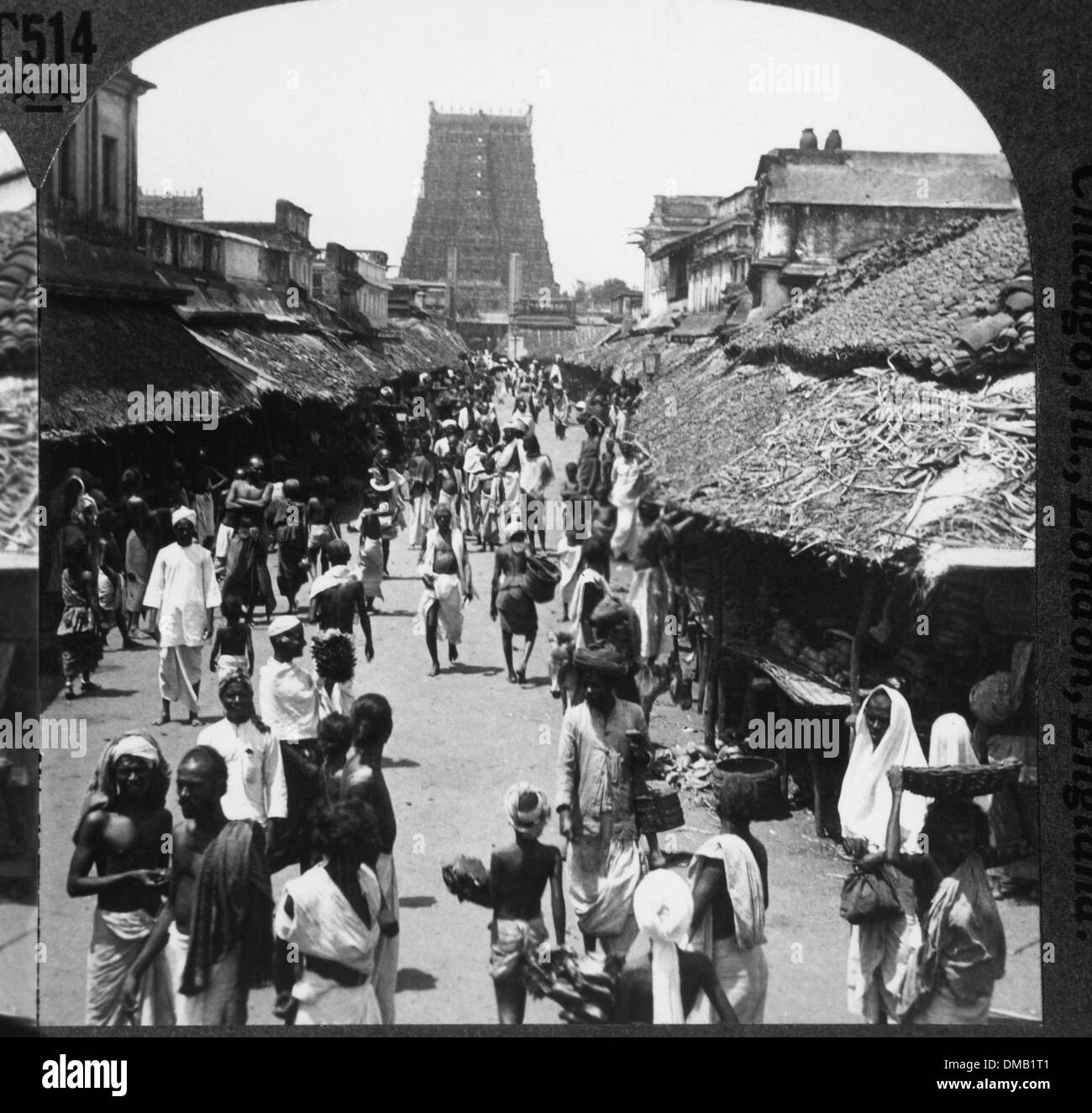 Scène de rue animée, Madura, Inde, 1900 Banque D'Images