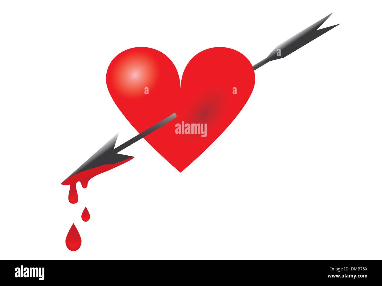 Cœur percé d'une flèche rouge Illustration de Vecteur