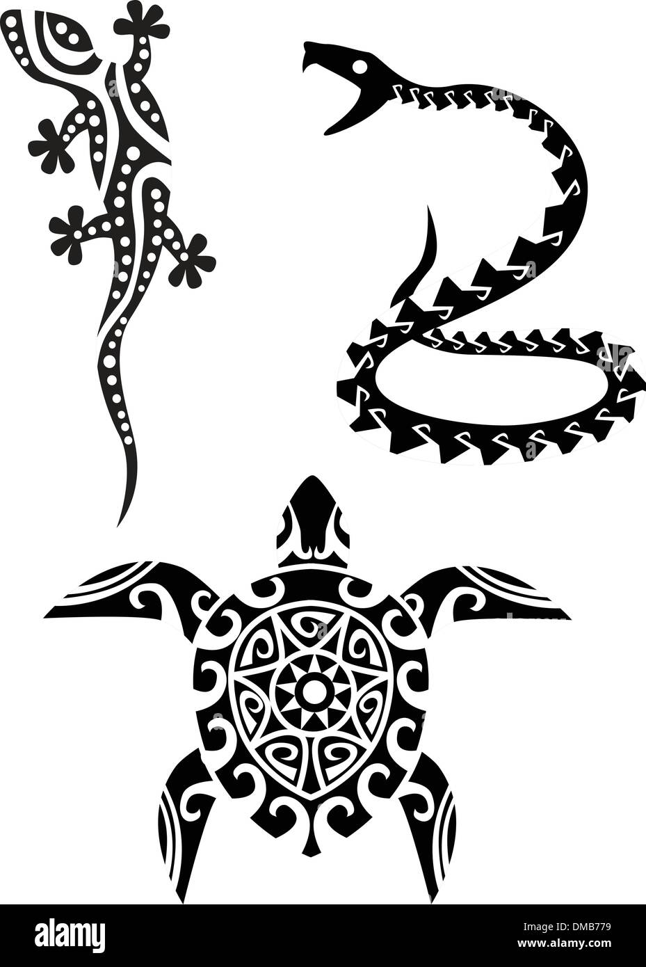 Tribal tattooo reptiles Illustration de Vecteur