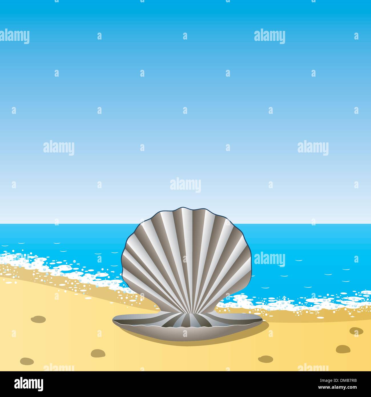 Sea shell avec perle sur la mer Illustration de Vecteur