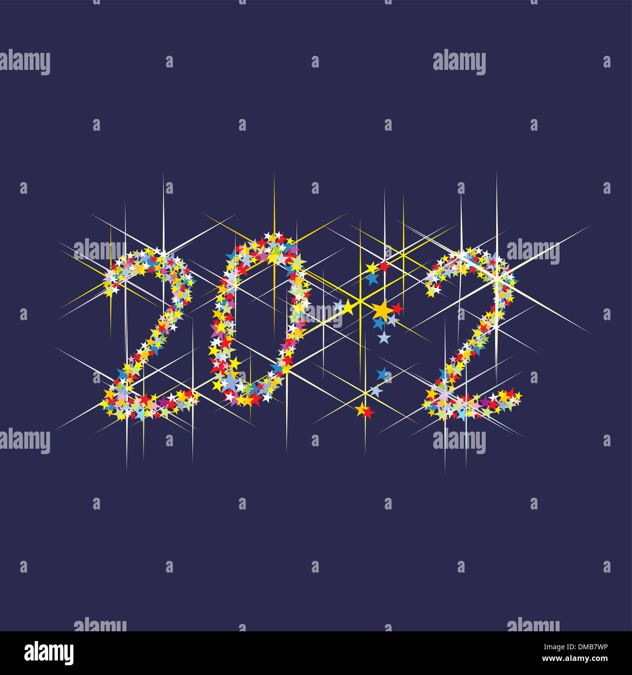 D'artifice du Nouvel An 2012 Illustration de Vecteur