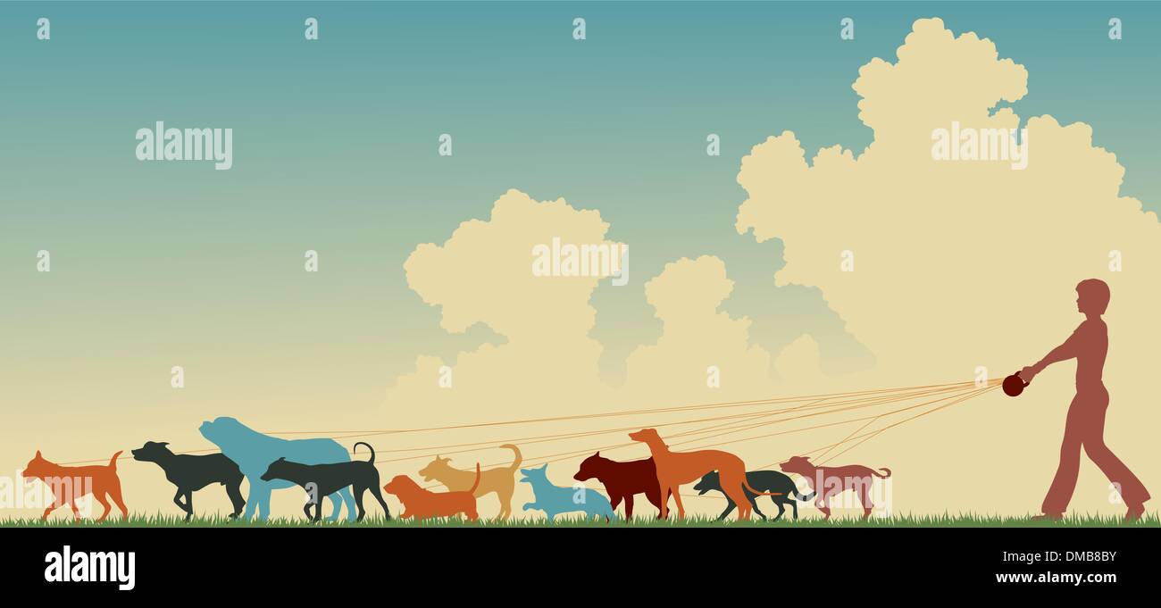 Chien femelle walker Illustration de Vecteur
