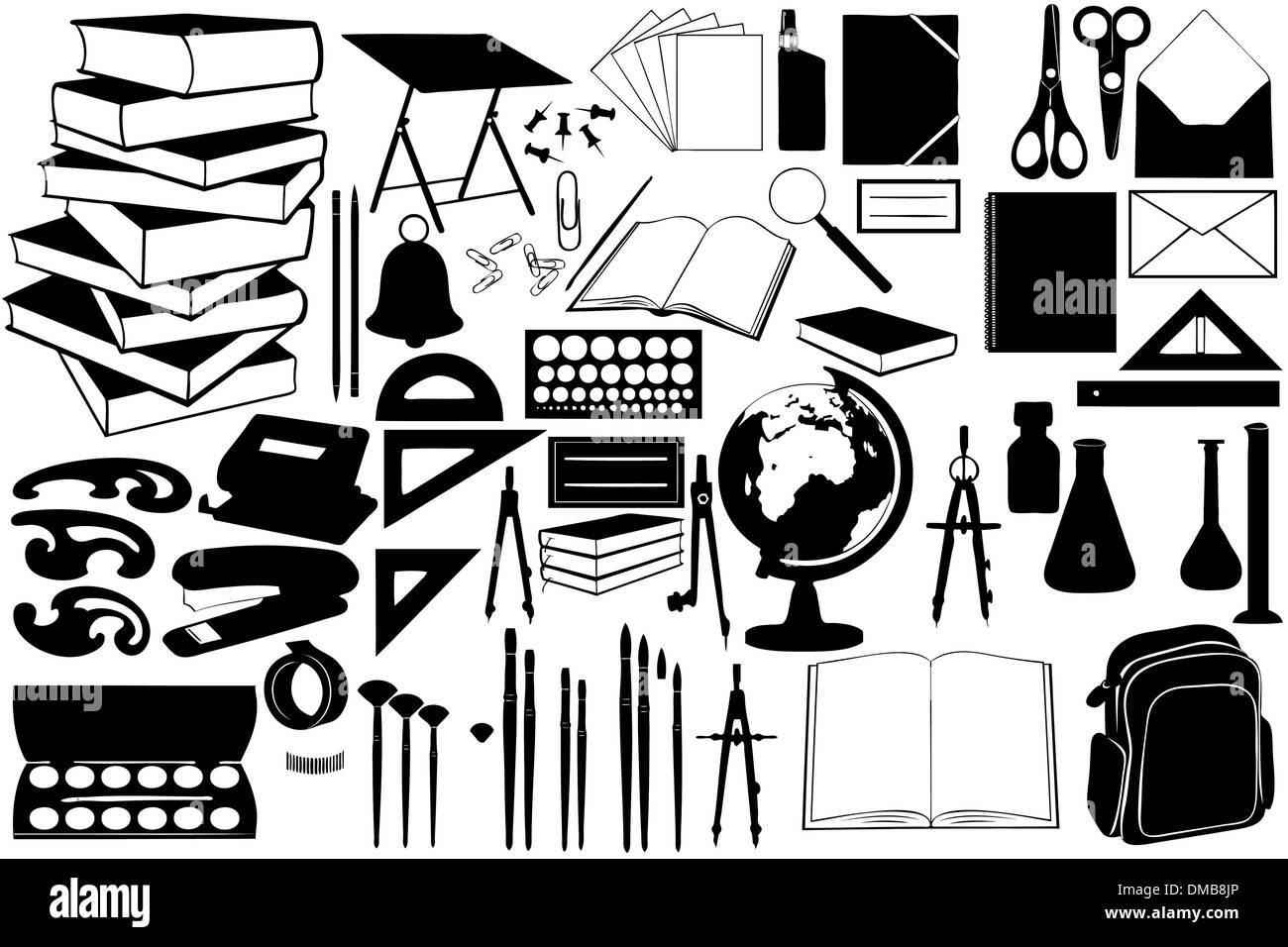 Différents objets pour l'école Illustration de Vecteur